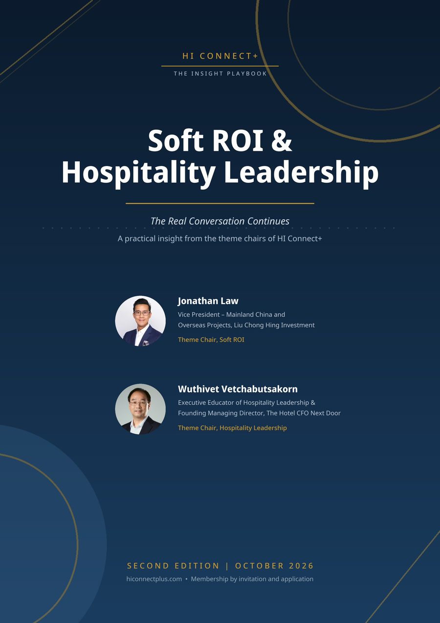 Cover of the HI Connect+ Playbook of Insight, Second Edition — Soft ROI & Hospitality Leadership, October 2026